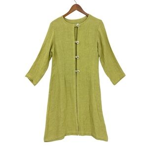 HANNAH Linen Jacket Green Medium Button